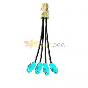 4 en 1 Mini FAKRA Straight B Code Hembra a Fakra SMB Z Code Straight Male Vehicle Cable Extension 50cm TE Connectivity
