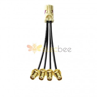4 in 1 Mini FAKRA Straight B Code Female to SMA Straight Female Threads 11mm Vehicle Cable Extension 50cm