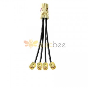 4 in 1 Mini FAKRA Straight B Code Female to SMA Straight Male Gold Plated Vehicle Cable Extension 50cm