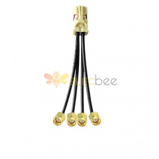 4 in 1 Mini FAKRA Straight B Code Female to SMA Straight Male Gold Plated Vehicle Cable Extension 50cm