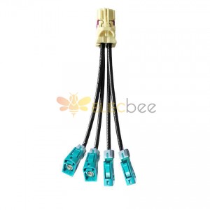 4 em 1 Mini FAKRA Straight B Code Female to Waterproof Z Code Fakra SMB Jack Straight Vehicle Cable Extension 50cm
