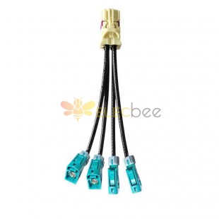 4 in 1 Mini FAKRA Straight B Code Female to Waterproof Z Code Fakra SMB Jack Straight Vehicle Cable Extension 50cm TE Connectivity