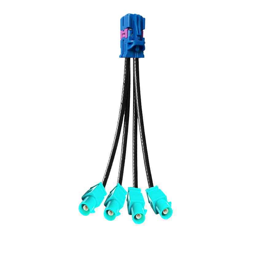 4 in 1 Mini FAKRA Straight C Code Female to Fakra SMB Z Code Straight Male Vehicle Cable Extension 50cm