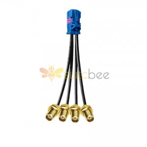 4 in 1 Mini FAKRA Straight C Code Female to SMA Straight Female Threads 11mm Vehicle Cable Extension 50cm