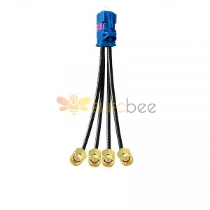 4 en 1 Mini FAKRA Straight C Code Hembra a SMA Straight Male Gold Plated Vehicle Cable Extension 50cm