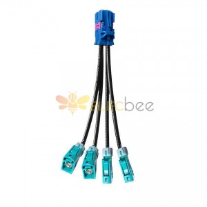 4 em 1 Mini FAKRA Straight C Code Female to Waterproof Z Code Fakra SMB Jack Straight Vehicle Cable Extension 50cm