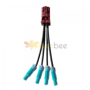 4 in 1 Mini FAKRA Straight D Code Female to Fakra SMB Waterproof Z Code Male Vehicle Cable Extension 50cm TE Connectivity