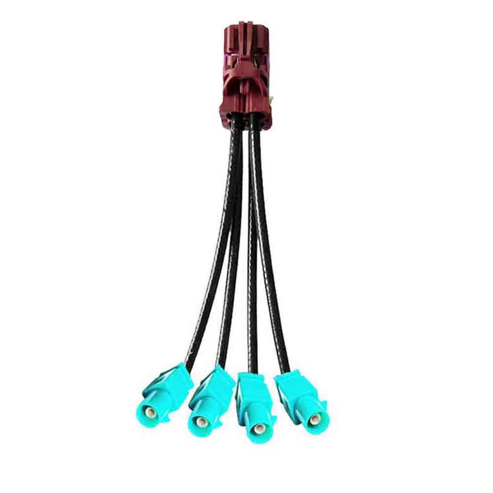 4 in 1 Mini FAKRA Straight D Code Female to Fakra SMB Z Code Straight Male Vehicle Cable Extension 50cm