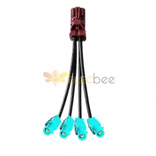 4 in 1 Mini FAKRA Straight D Code Female to Fakra SMB Z Code Straight Male Vehicle Cable Extension 50cm