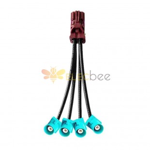 4 in 1 Mini FAKRA Straight D Code Female to Fakra SMB Z Code Straight Short Male Vehicle Cable Extension 50cm TE Connectivity