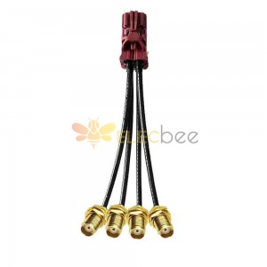 4 in 1 Mini FAKRA Straight D Code Female to SMA Straight Female Threads 11mm Vehicle Cable Extension 50cm