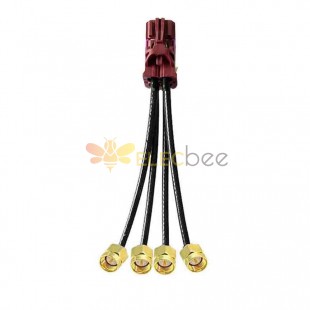 4 in 1 Mini FAKRA Straight D Code Female to SMA Straight Male Gold Plated Vehicle Cable Extension 50cm