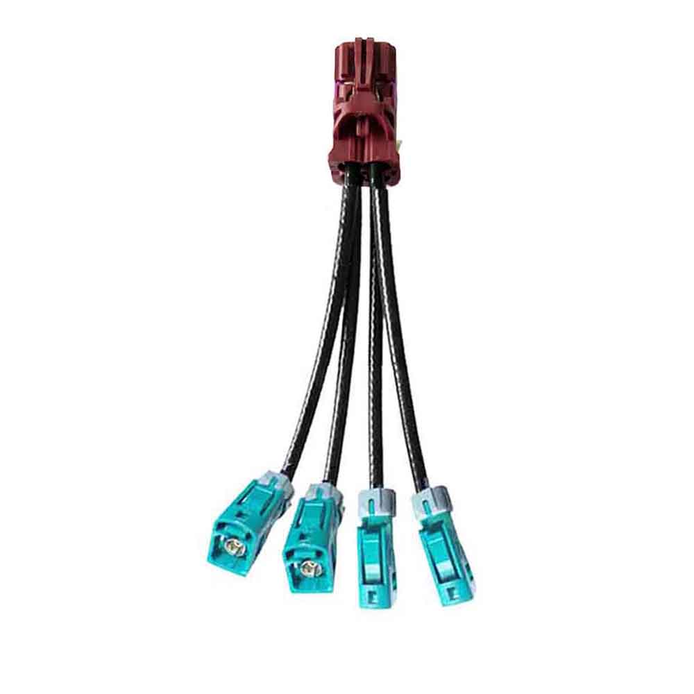 4 in 1 Mini FAKRA Straight D Code Female to Waterproof Z Code Fakra SMB Jack Straight Vehicle Cable Extension 50cm TE Connectivity