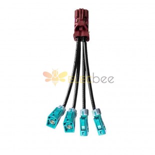 4 in 1 Mini FAKRA Straight D Code Female to Waterproof Z Code Fakra SMB Jack Straight Vehicle Cable Extension 50cm TE Connectivity