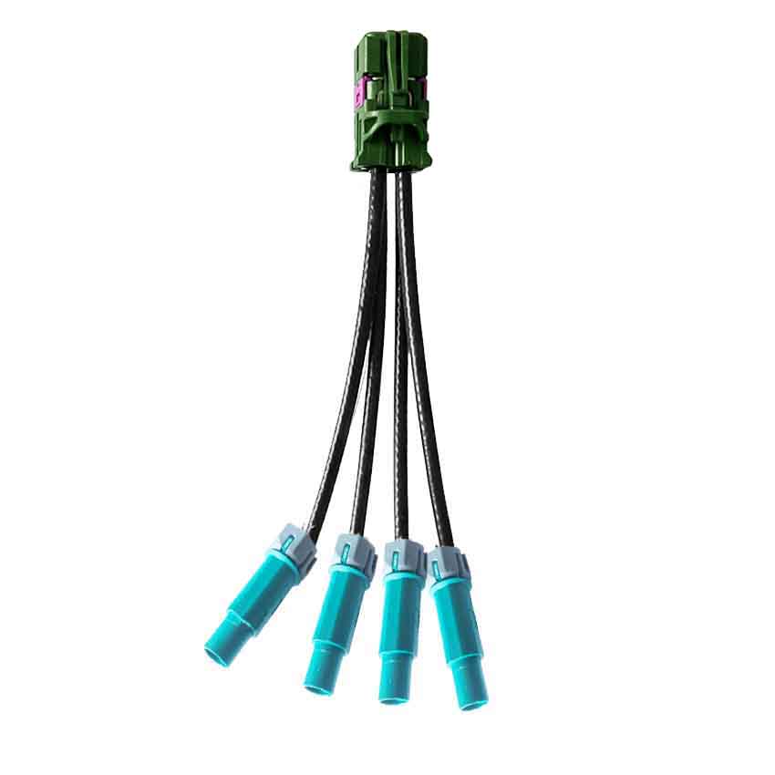 4 in 1 Mini FAKRA Straight E Code Female to Fakra SMB Waterproof Z Code Male Vehicle Cable Extension 50cm