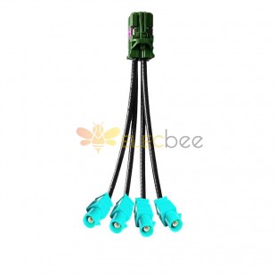 4 in 1 Mini FAKRA Straight E Code Female to Fakra SMB Z Code Straight Male Vehicle Cable Extension 50cm TE Connectivity