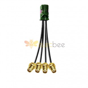 4 in 1 Mini FAKRA Straight E Code Female to SMA Straight Female Threads 11mm Vehicle Cable Extension 50cm