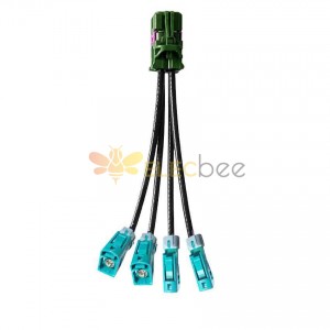 4 in 1 Mini FAKRA Straight E Code Female to Waterproof Z Code Fakra SMB Jack Straight Vehicle Cable Extension 50cm