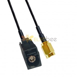 Código Fakra A Hembra a SSMA Macho Extensión de cable de vehículo recto RG316 0.5m