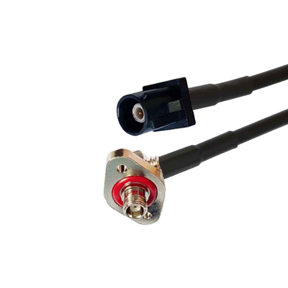 Fakra A Code Male Plug to SMB Female Прямоугольный 2-отверстный фланцевый адаптер для автомобильного кабеля RG316 0,5 м