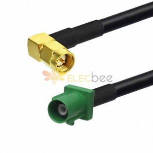 FAKRA E Code Straight Male to SMA Male 90 Degree Signal SDARS Terrestrial Vehicle Cable Adapter RG174 50CM