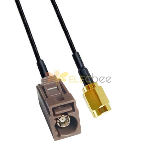 Fakra F Code Jack to SSMA Male TV SDARS Satellite Vehicle Cable Extension RG316 0.5m