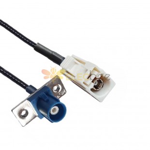 Fakra Female B Code to Male C Code 2-hole Flange Mount Radio Signal Supply Vehicle Extension Cable RG316 10cm