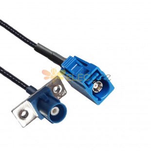 Fakra Female C Code to Male C Code 2-hole Flange Mount GPS Signal Vehicle Extension Cable RG316 10cm