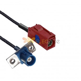 Fakra Female D Code to Male C Code 2-hole Flange Mount GSM Network Signal Vehicle Extension Cable RG316 10cm