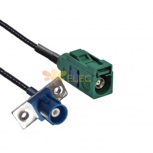 Fakra Female E Code to Male C Code 2-hole Flange Mount TV SDARS Satellite Vehicle Extension Cable RG316 10cm