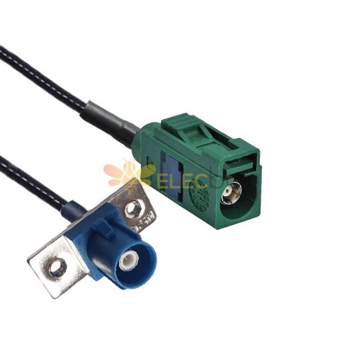 Fakra Female E Code to Male C Code 2-hole Flange Mount TV SDARS Satellite Vehicle Extension Cable RG316 10cm