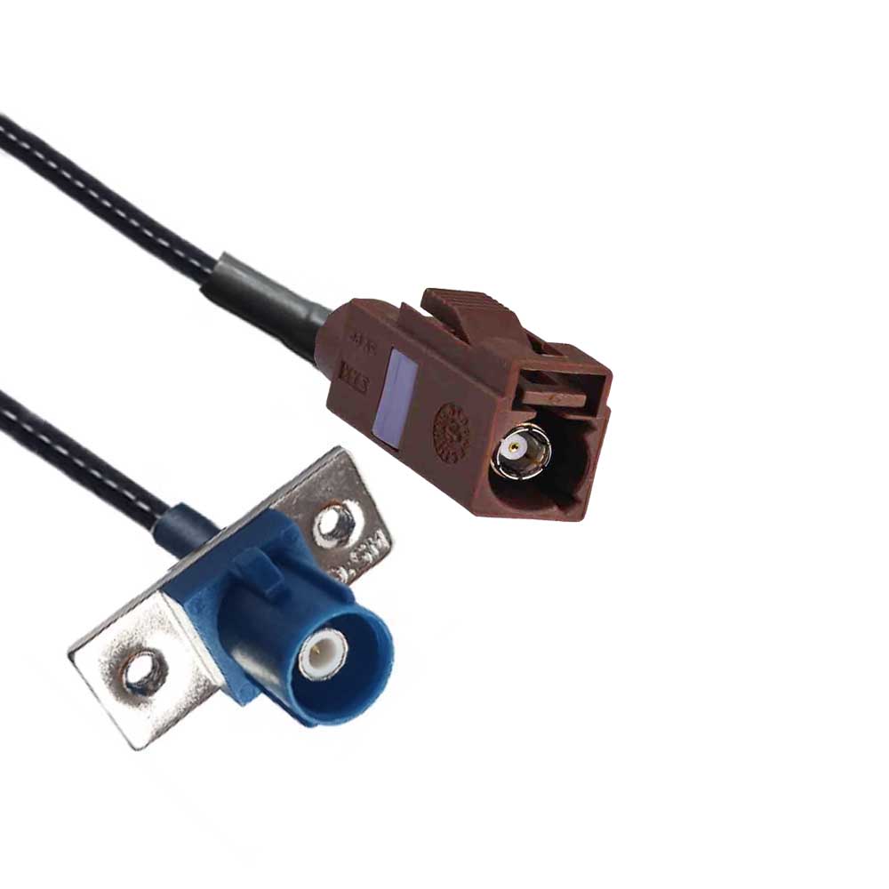 Fakra Female F Code to Male C Code 2-hole Flange Mount TV SDARS Satellite Vehicle Extension Cable RG316 10cm
