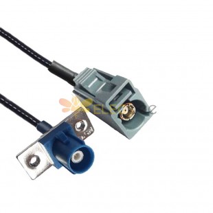 Fakra Female G Code to Male C Code 2-hole Flange Mount SDARS Satellite Vehicle Extension Cable RG316 10cm