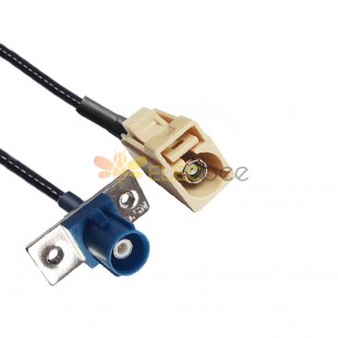 Fakra Female I Code to Male C Code 2-hole Flange Mount Bluetooth Vehicle Extension Cable RG316 10cm