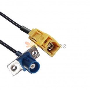Fakra Female K Code to Male C Code 2-hole Flange Mount SDARS Satellite Vehicle Extension Cable RG316 10cm