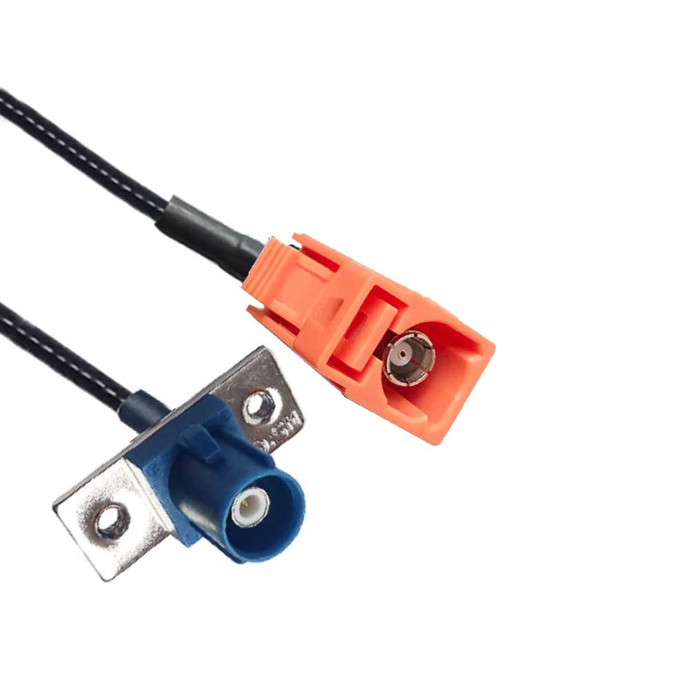 Fakra Female M Code to Male C Code 2-hole Flange Mount Vehicle Signal Extension Cable RG316 10cm
