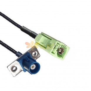 Fakra Female N Code to Male C Code 2-hole Flange Mount Vehicle Signal Extension Cable RG316 10cm