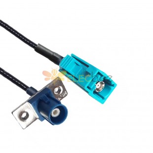 Fakra Female Z Code to Male C Code 2-hole Flange Mount Functional Signal Vehicle Extension Cable RG316 10cm