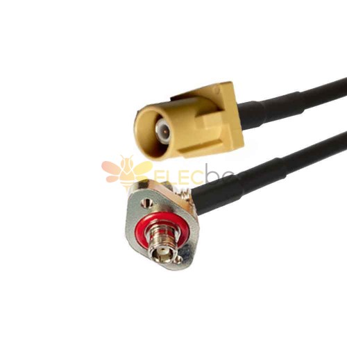 Fakra I Code Male Plug Straight to SMB Femmina Adattatore per cavo per veicolo Bluetooth con montaggio su flangia a 90 gradi a 2 fori RG316 0,5 m