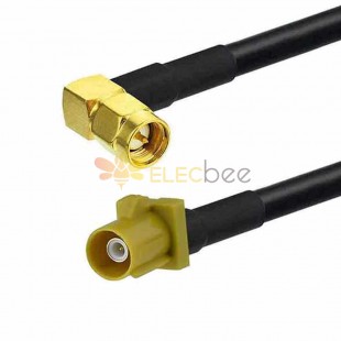 Fakra SMA K Code Male 180 Degree to SMA Male 90 Degree SDARS Satellite Vehicle Cable Adapter Extension RG174 50CM