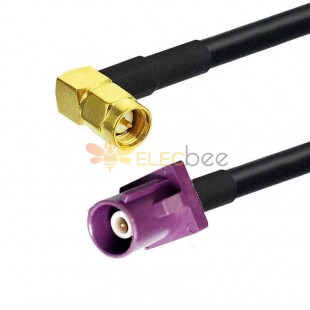 Fakra SMB D Code Male to SMA Male Right Angle GSM Signal Vehicle Cable Assembly RG174 50CM