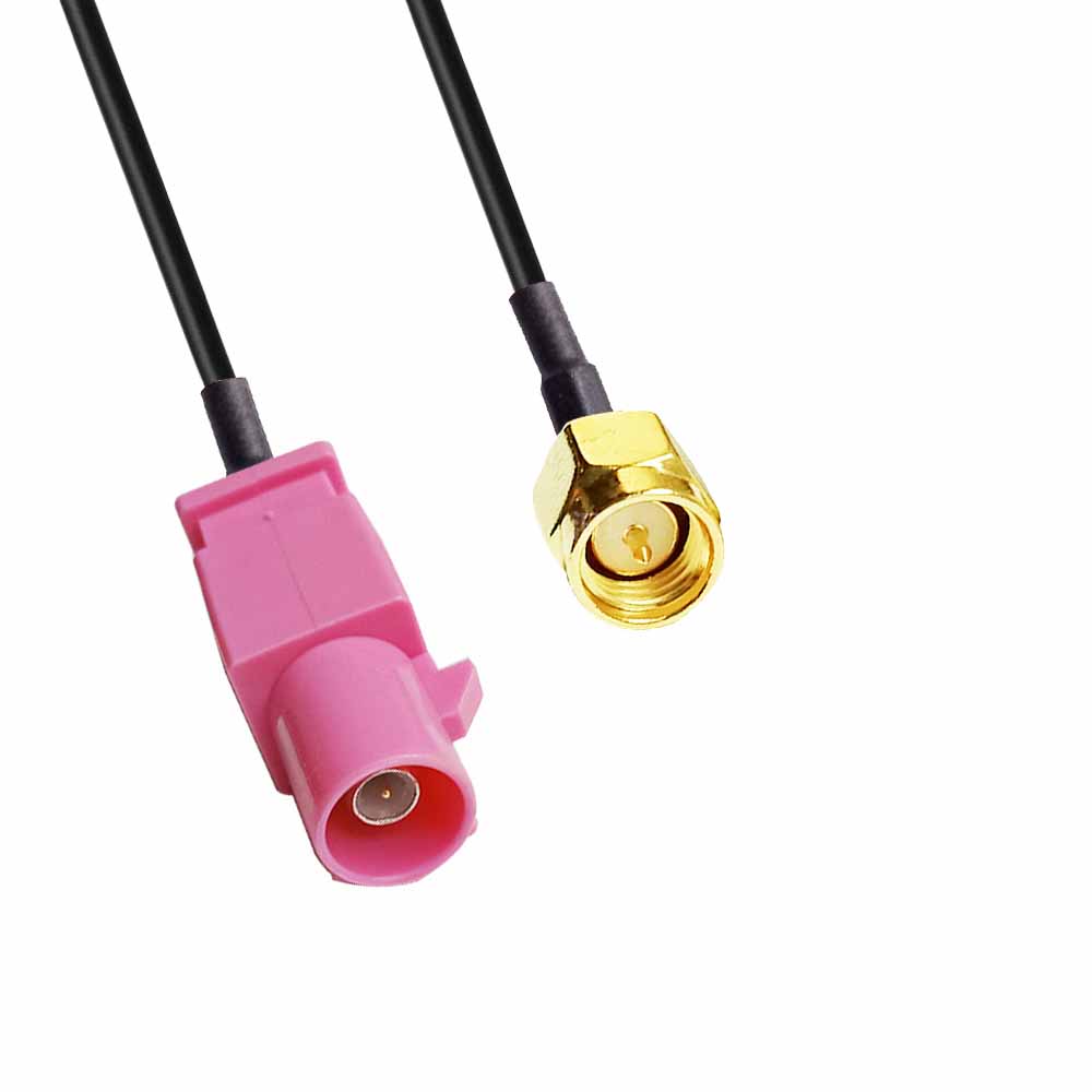 FAKRA SMB H Code Male Long Body to SMA Male GPS Telematics Low Loss Vehicle Cable Assembly 1.5DS 50CM