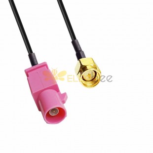 FAKRA SMB H Code Macho Long Body to SMA Male GPS Telematics Low Loss Vehicle Cable Assembly 1.5DS 50CM