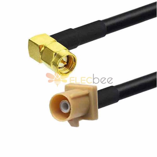 Fakra SMB I Code Beige Male to R/A SMA Male Bluetooth Signal Vehicle Cable Adapter RG174 50CM