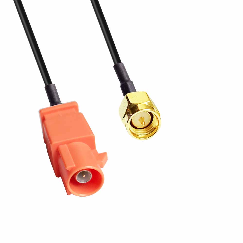 FAKRA SMB M Code Male Long Body to SMA Male Signal Low Loss Vehicle Cable Assembly 1.5DS 50CM