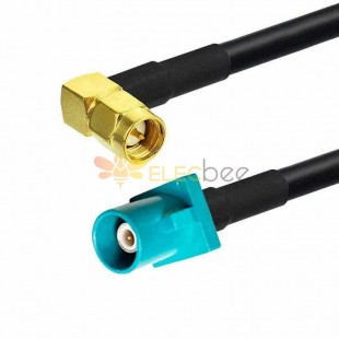 Fakra SMB Z Code Straight Male to Right Angle Male SMA RF Signal Vehicle Cable Adapter Extension RG174 50CM
