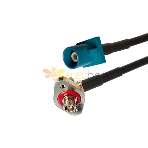 Código Fakra Z macho recto a SMB hembra 90 grados montaje en brida de 2 orificios señal funcional vehículo Cable adaptador RG316 0,5 m