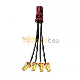Mini FAKRA 4 in 1 Straight D Code Female to SMA Waterproof Straight Female Threads 13mm Vehicle Cable Extension 50cm