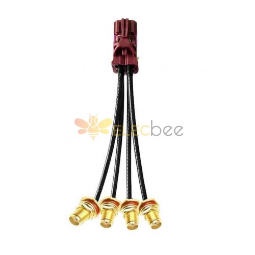 Mini FAKRA 4 in 1 Straight D Code Female to SMA Waterproof Straight Female Threads 13mm Vehicle Cable Extension 50cm