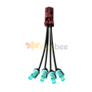 Mini FAKRA 4 in 1 Straight D Code Female to Waterproof Z Code Fakra Male Straight Vehicle Cable Extension 50cm